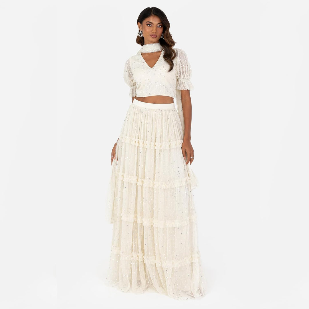 Maya Deluxe Damen Indian Traditional Dress For Women Outfit Lengha Choli Lehenga Saree Skirt And Top