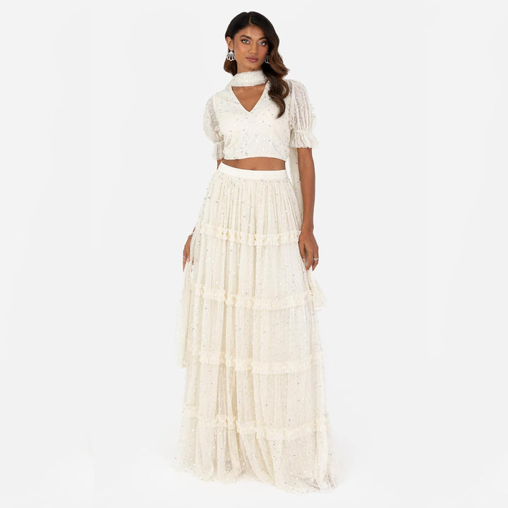 Maya Deluxe Damen Indian Traditional Dress For Women Outfit Lengha Choli Lehenga Saree Skirt And Top