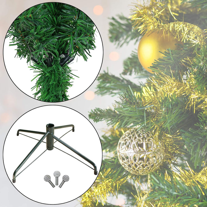 BB Sport Christbaum Weihnachtsbaum 180 cm Mittelgrün PVC Tannenbaum Künstlich Standfuss Klappsystem,