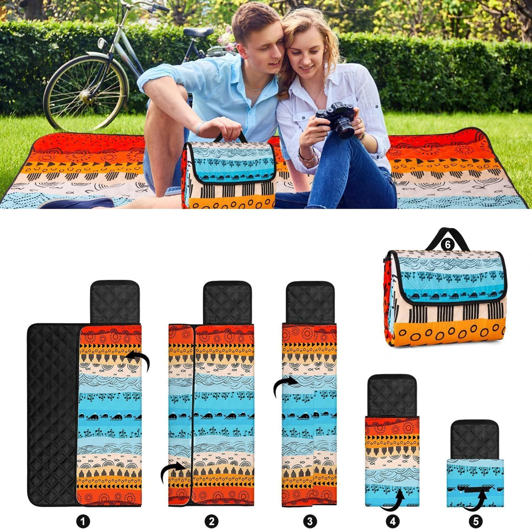 Picknickdecken, 200x200cm Extra GrossE Waschbare Picknickdecke, Faltbare Strandmatte Mit Tragegurt,