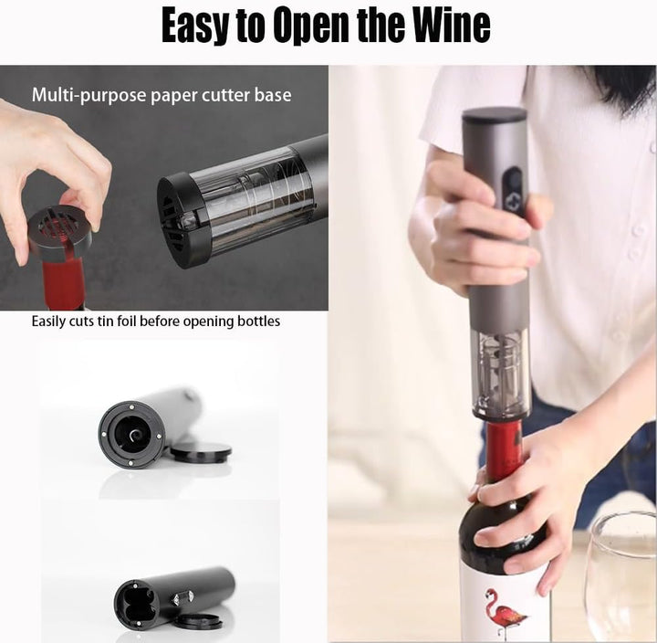 Elektrischer Flaschenöffner Automatischer Korkenzieher - Schnurloses Weinflaschenöffner-Set mit Foli