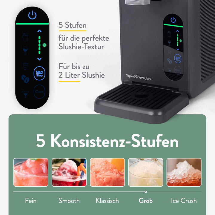 Springlane 2 Liter Slush Maschine inkl. Rezeptbuch, 5-in-1 Slushie Maschine für Slushies, Cocktails,