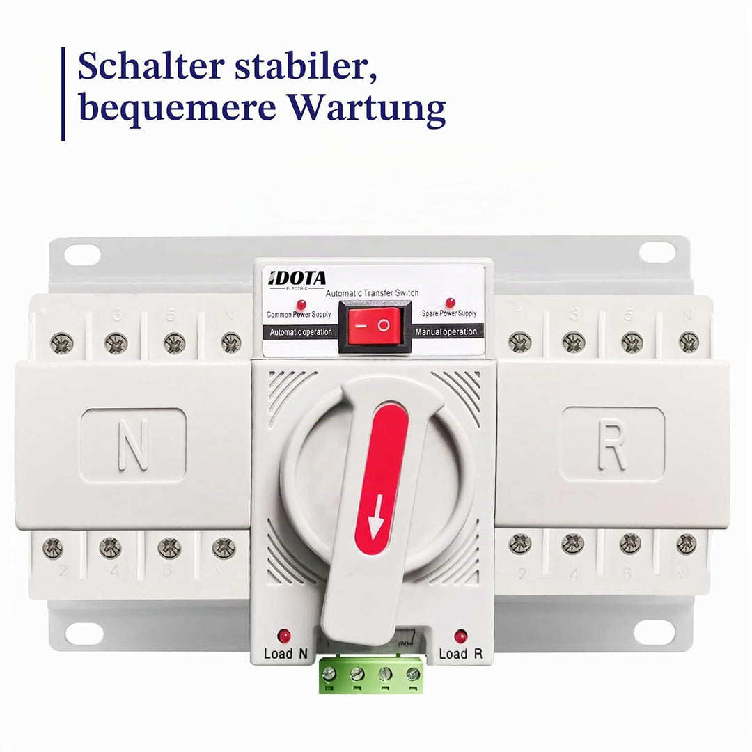 Dual Power Automatischer Transferschalter AC 230V 4P 63A Lastumschalter Notstrom Umschalter Automati