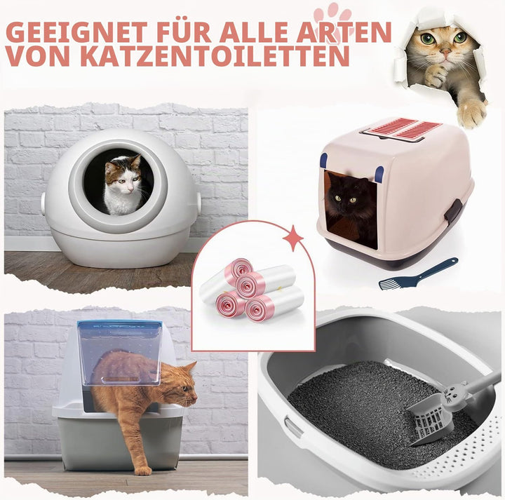 30Stück Katzentoilettenbeutel,Katzenstreutasche mit Zugbändern,Mülltüten,Selbstreinigende Katzentoil