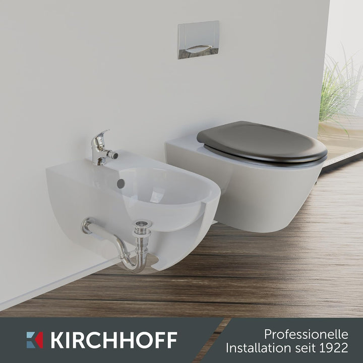 KIRCHHOFF Siphon Bidet, Siphon mit Abflussrohr und Tauchrohr passend für Bidets, Universal Syphon mi