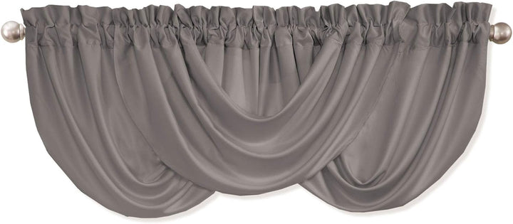 Lush Decor Lucia Faltenvolant | Drapierter weicher gebürsteter Stoff Fenster Küche Vorhang (Einzel),