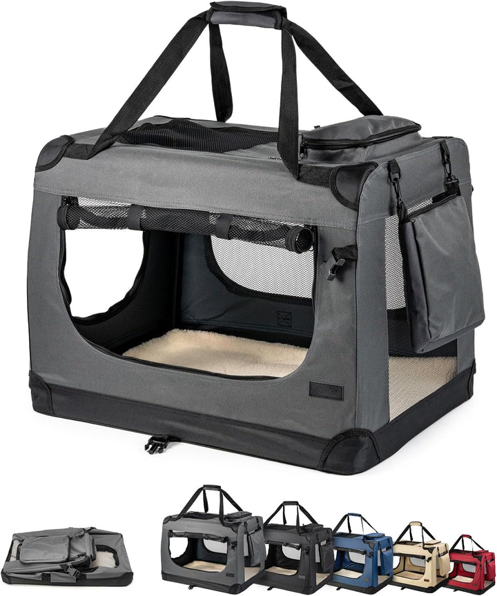 lionto Hundetransportbox Hundetasche Hundebox Faltbare Kleintiertasche, (S) 50x34x36 cm grau Grau L