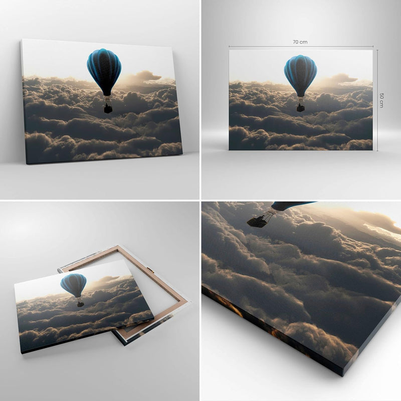 Bilder auf Leinwand Wolke Ballon Himmel Leinwandbild mit Rahmen 70x50cm Wandbilder Dekoration Wohnzi