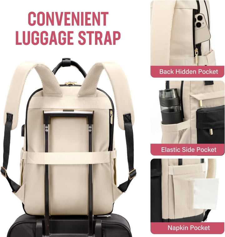LOVEVOOK 15,6 Zoll Laptop Rucksack Schulrucksack Mädchen Teenager Rucksack Damen mit Laptopfach, Was