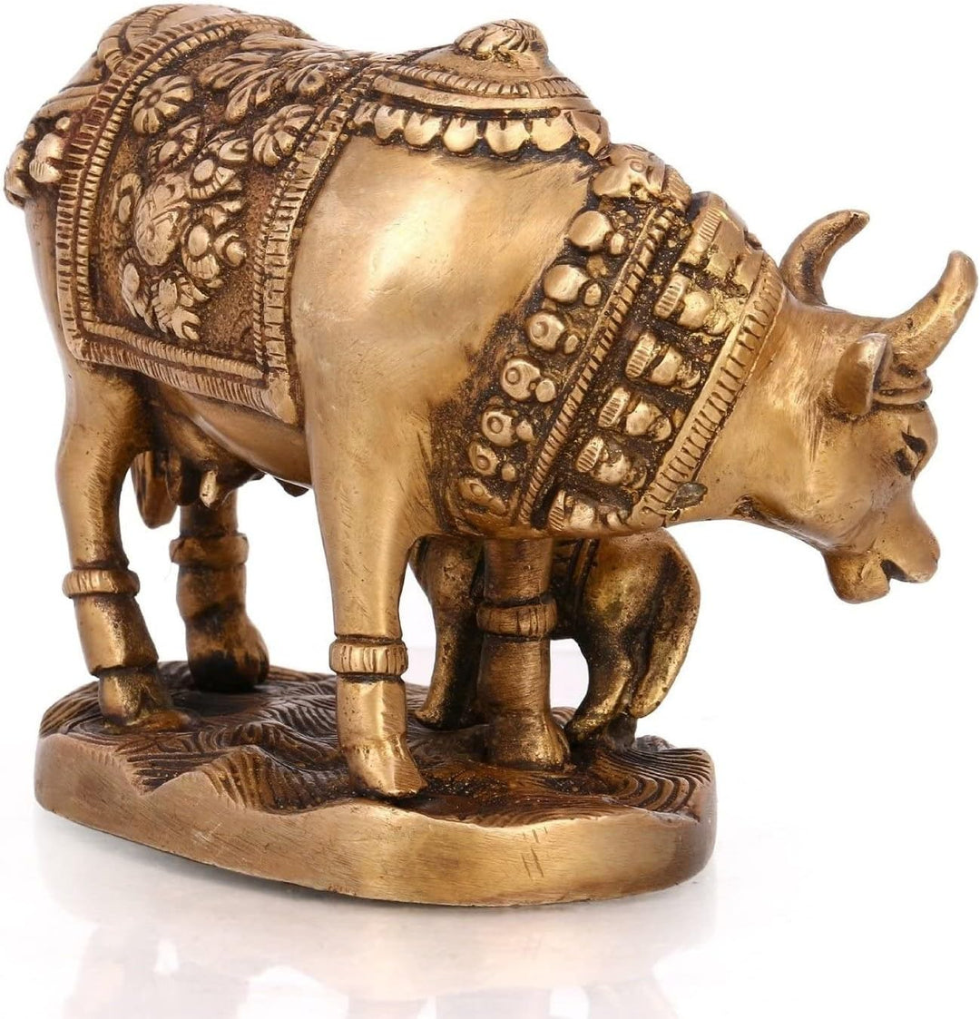 Exotic India Kuh mit Kalb Messing Statue, 13,2 x 5,8 x 10,2 cm