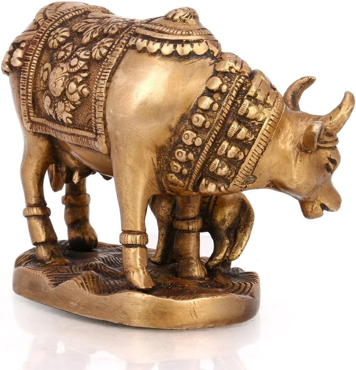 Exotic India Kuh mit Kalb Messing Statue, 13,2 x 5,8 x 10,2 cm