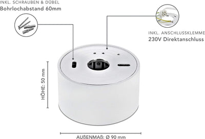 lambado® Premium LED Aufbauleuchte flach/Deckenstrahler Set inkl. 230V 5W Spots dimmbar - dezente Au