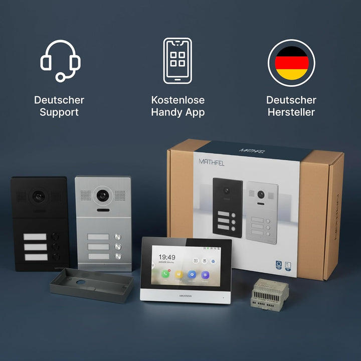 Mathfel 2-Draht IP Video-Türsprechanlage mit Türöffner – Full-HD Kamera, 10" Monitor & App-Steuerung