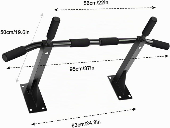 Wandmontage Fitness Klimmzugstange mit Rutschfeste Griffe, Wandhalterung Pull Up Bar, Wandmontiert K