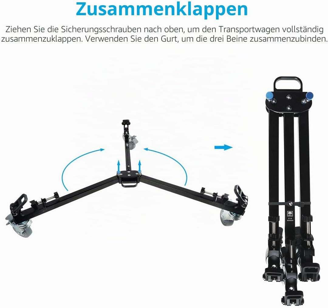 SIRUI DT-06 Professional Heavy Duty Video Tripod Dolly - Leichtgängige und schnelle Bewegungen, perf