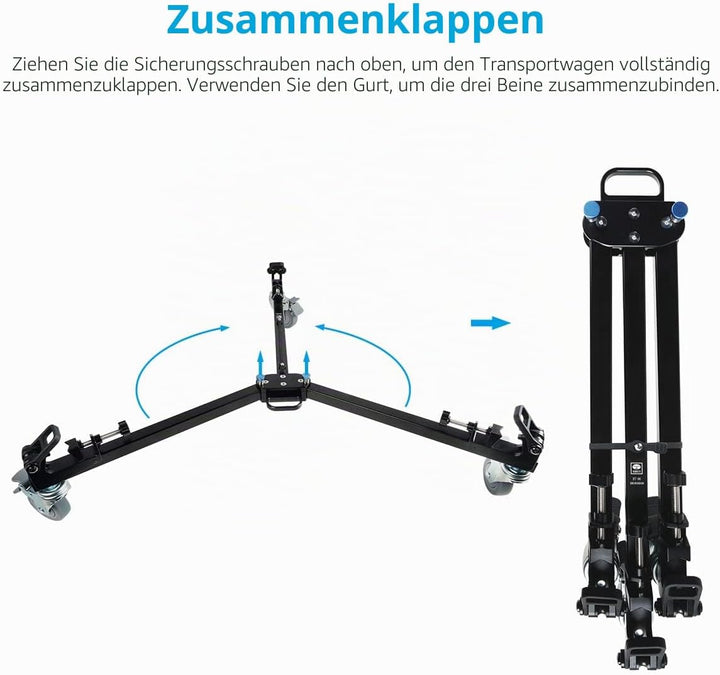 SIRUI DT-06 Professional Heavy Duty Video Tripod Dolly - Leichtgängige und schnelle Bewegungen, perf