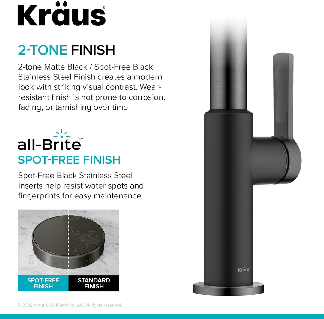 KRAUS Oletto KPF-2822MBSFSB Küchenarmatur mit einem Griff in mattem Schwarz/Spot-Free Black Stainles