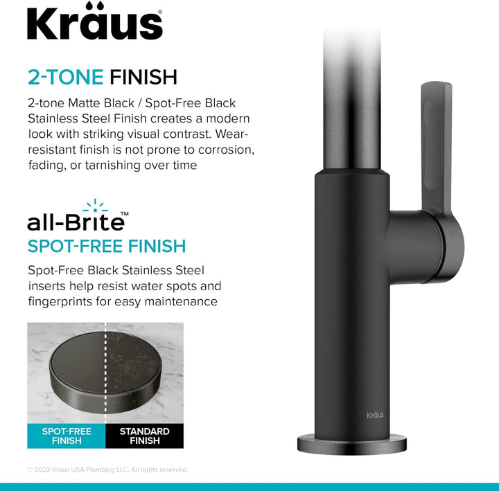 KRAUS Oletto KPF-2822MBSFSB Küchenarmatur mit einem Griff in mattem Schwarz/Spot-Free Black Stainles