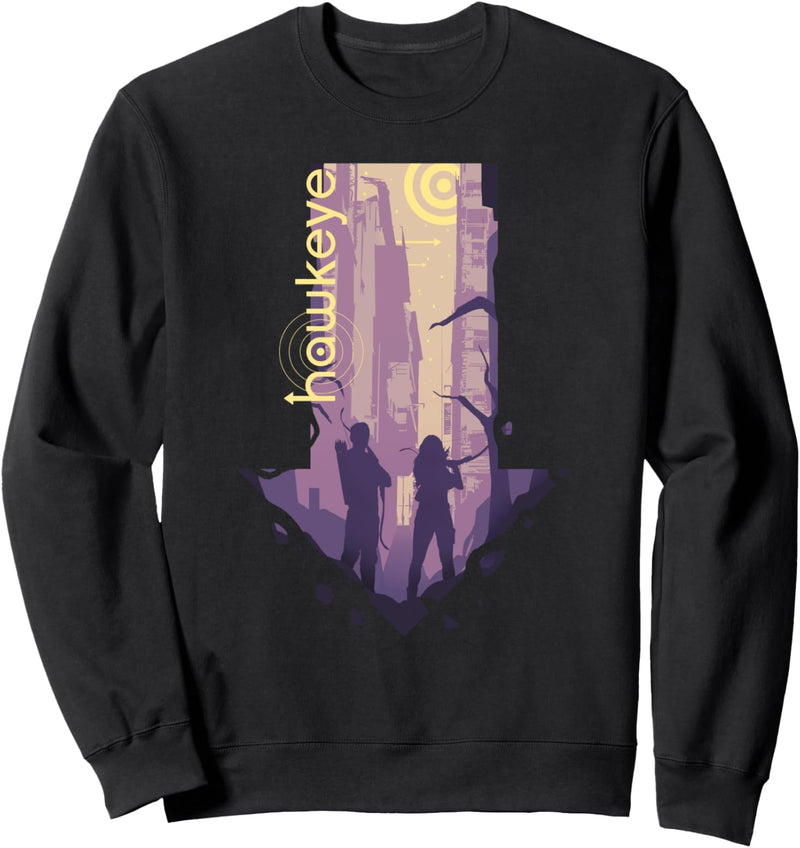 Marvel Hawkeye Group Shot Downwards Arrow Silhouette Sweatshirt