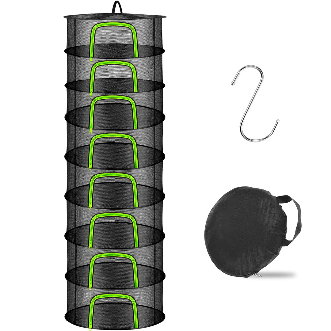 Coopache Trockennetz Kräuter Schwarz, 8-lagiges Kräutertrockner Hängend, Zipper Plant Drying Rack, M