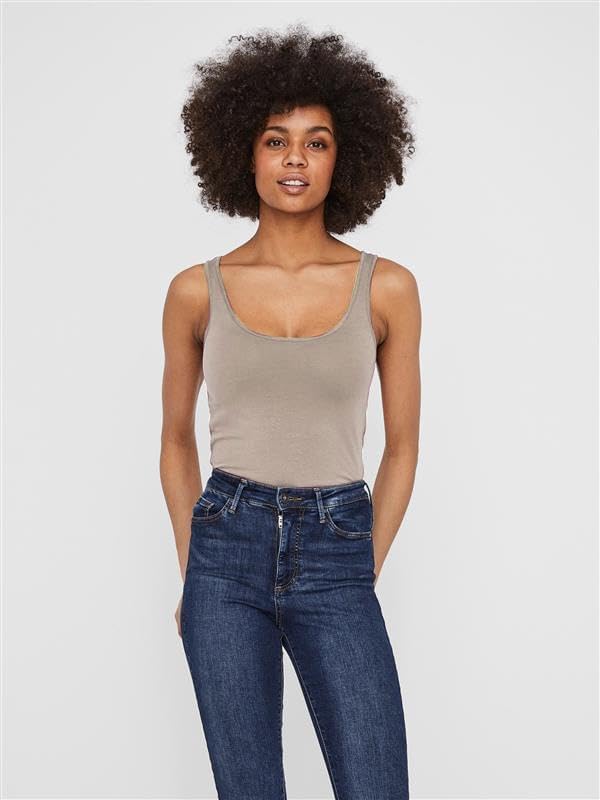 VERO MODA Damen VMMAXI My Soft Long Tank TOP GA S 3er Pack (Mesa Rose, White Alyssum, Chateau Gray),