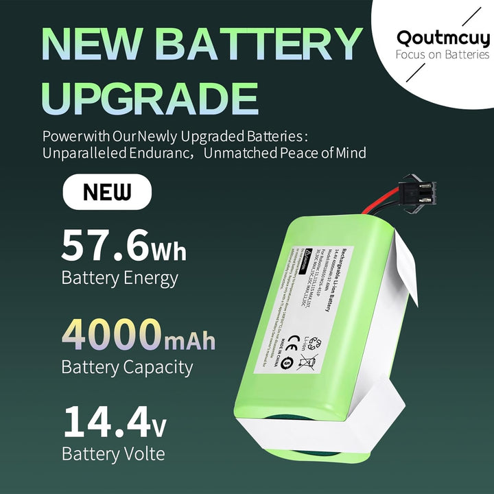 Tesvor X500 Akku, Aufgerüsteter 14.4V 4000mAh Super hohe Kapazität Li-Ion Akku für RoboVac, Tesvor X