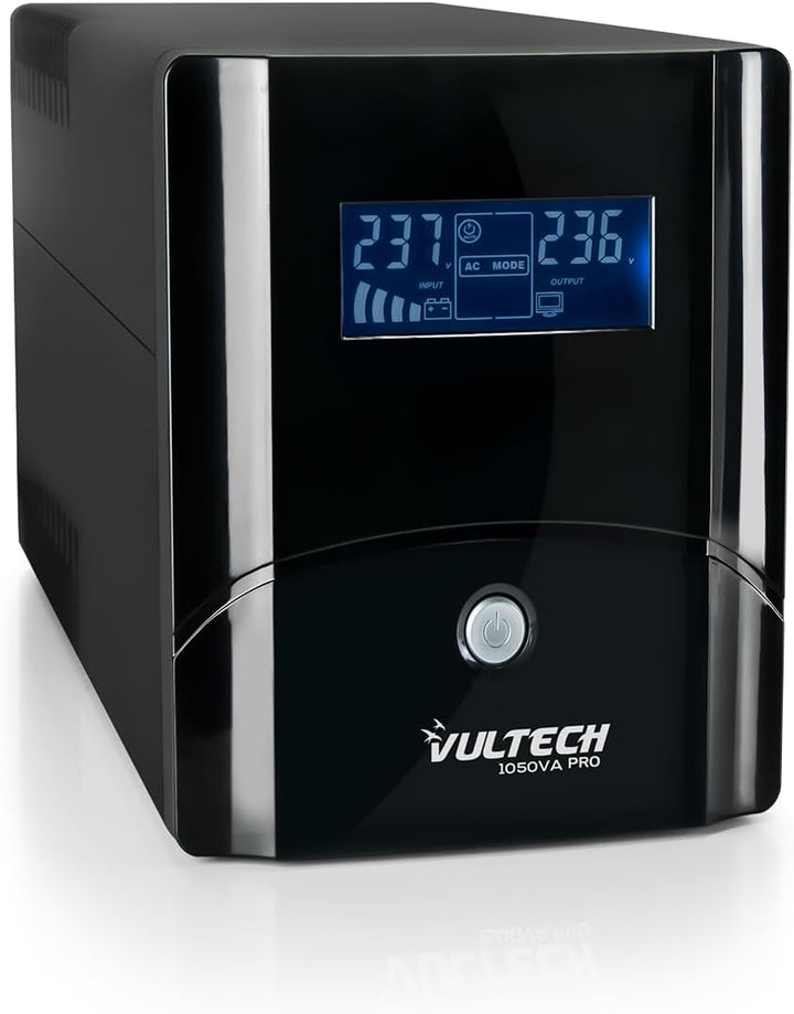 Vultech UPS1050VA-PRO Line Interactive UPS 560 Watt LCD Display AVR 2 Schuko/Zipasso 1 Ausgang IEC13