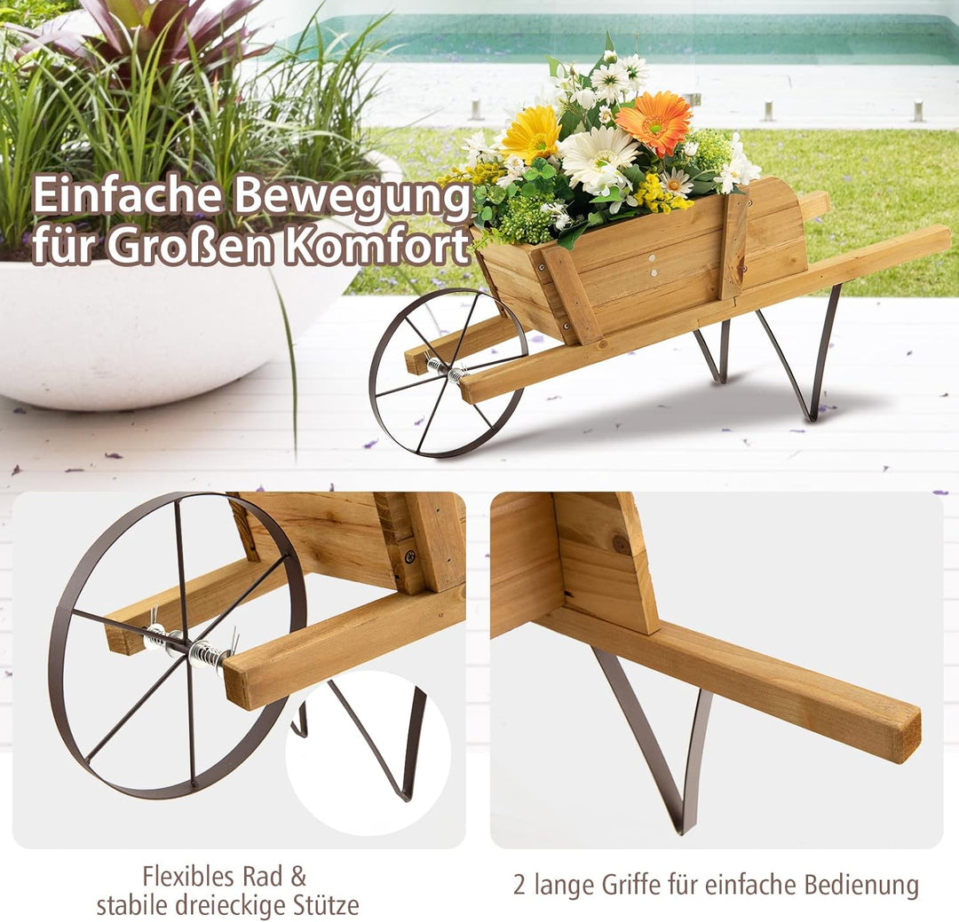 COSTWAY Blumenwagen, Pflanzwagen mit 9 magnetischen Zubehörteilen & 1 Eisenrad & 2 Griffen, Blumenka
