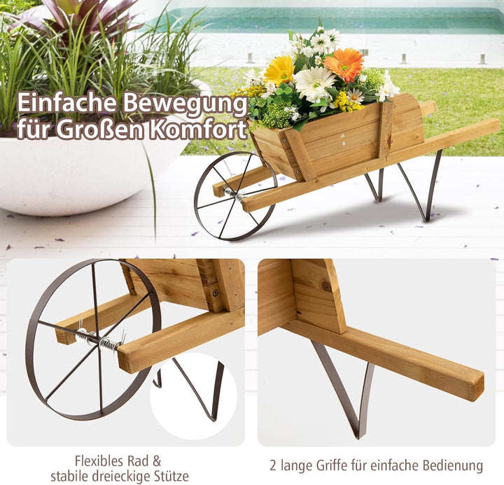 COSTWAY Blumenwagen, Pflanzwagen mit 9 magnetischen Zubehörteilen & 1 Eisenrad & 2 Griffen, Blumenka