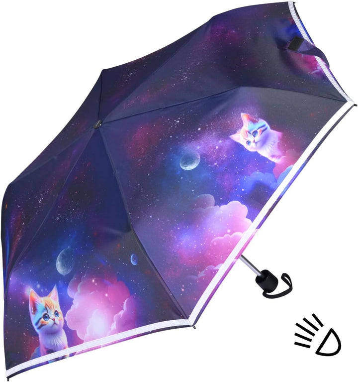 Knirps Kinder-Taschenschirm 4Kids reflective mit Reflexborte - Cosmic Kitty, Cosmic Kitty