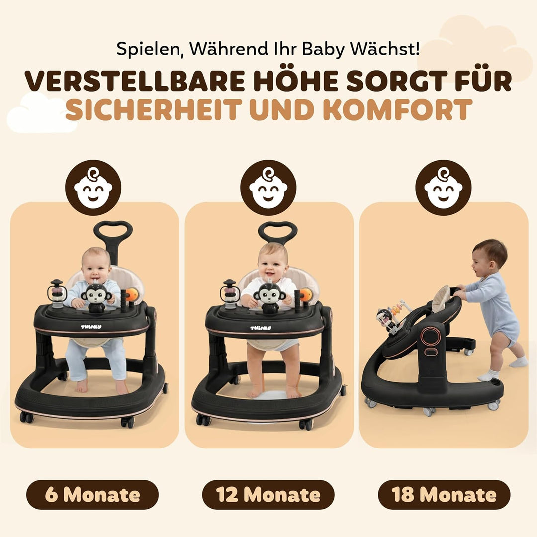 Twinky Lauflernhilfe mit Spielset und Bodenmatte | Robuste Laufhilfe mit 4 verstellbaren Positionen