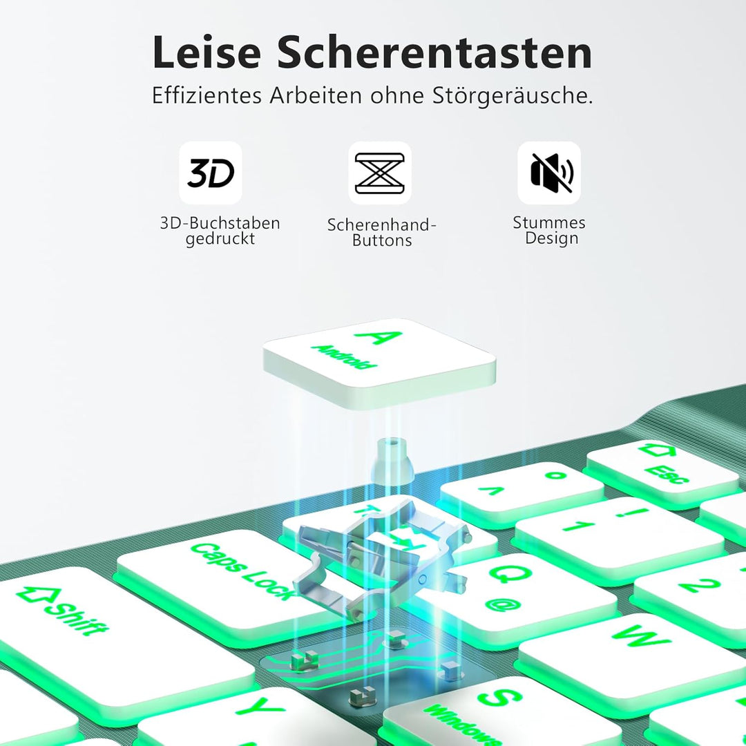 Vobafe Bluetooth Tastatur mit Telefonhalter für iPad Air/Pro/Mini/A16/11/10.9/10.2/iPhone, Kabellose