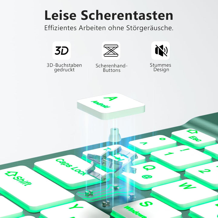 Vobafe Bluetooth Tastatur mit Telefonhalter für iPad Air/Pro/Mini/A16/11/10.9/10.2/iPhone, Kabellose