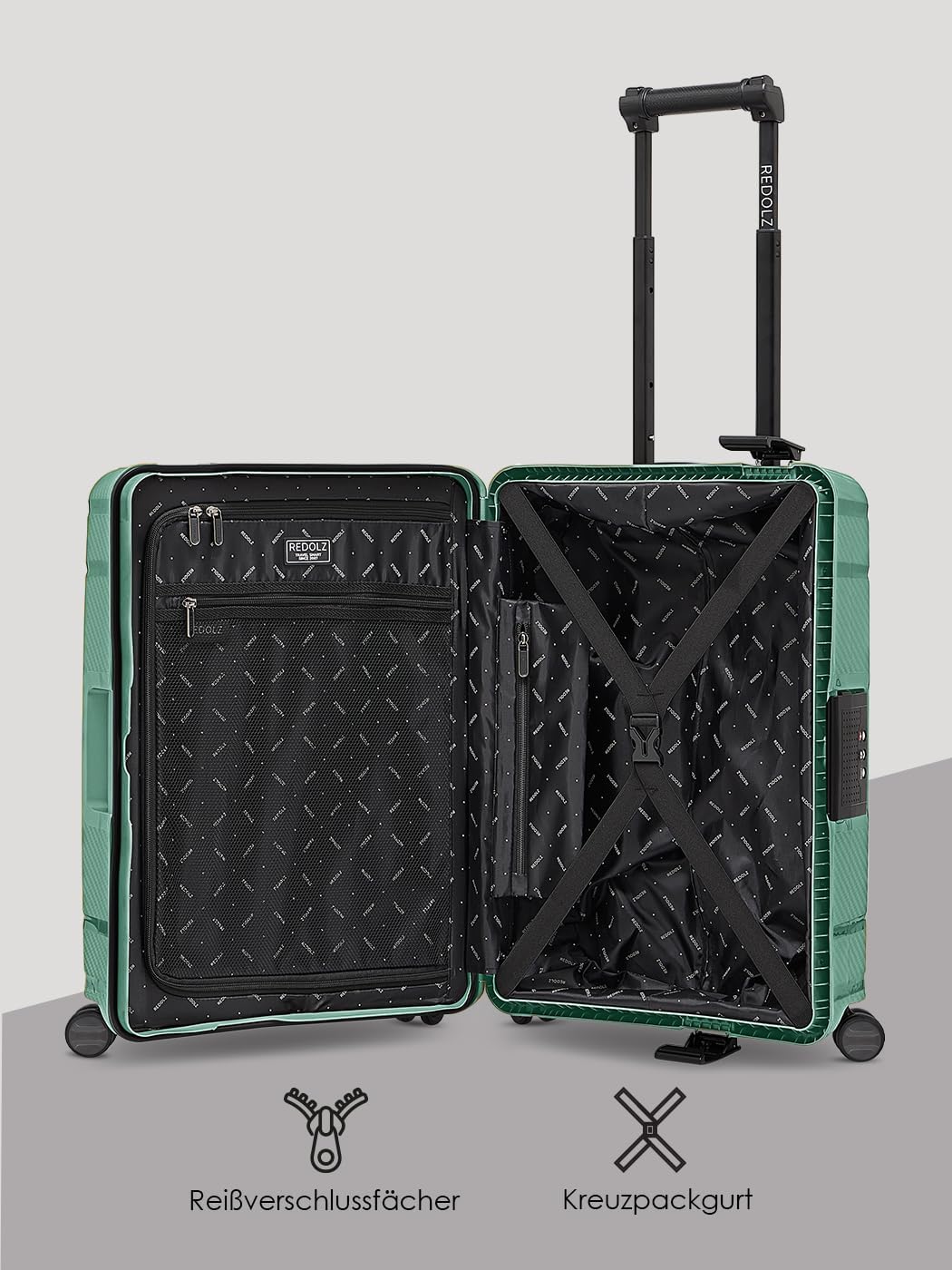 REDOLZ Hartschalen Kabinen-Koffer ohne Reissverschluss | 3-Punkt-Verschluss-System | Kleiner Trolley