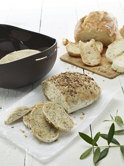 Lékué-Set, Brotbackschale, braun, 28 x 23 x 13 cm + Löffel Set Brotbackschale + Löffel, Set Brotback
