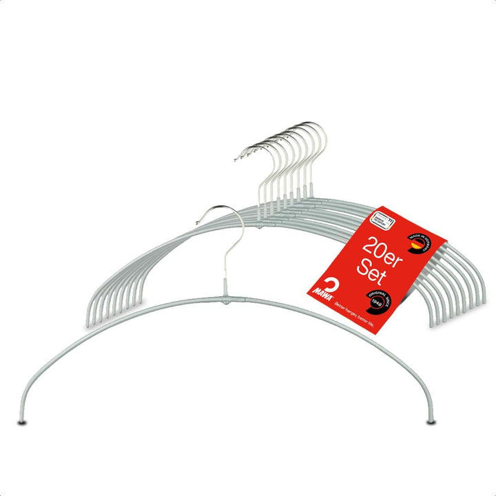 MAWA Kleiderbügel Light, Set mit 20 platzsparenden und rutschfesten Bügeln, ideal für T-Shirts, Tops