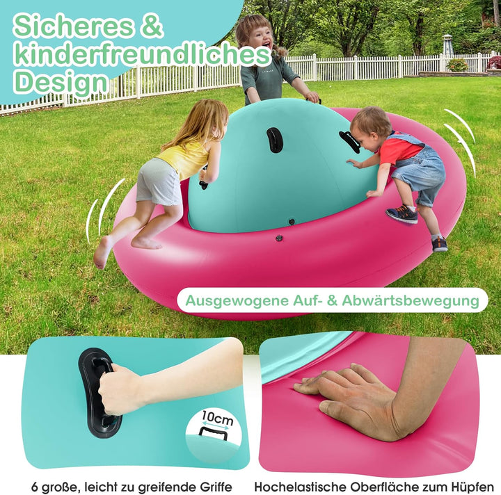 COSTWAY Aufblasbare Kuppelwippe für Kinder, 223 cm grosse Kinderwippe zum Rollen, Neigen, Klettern &