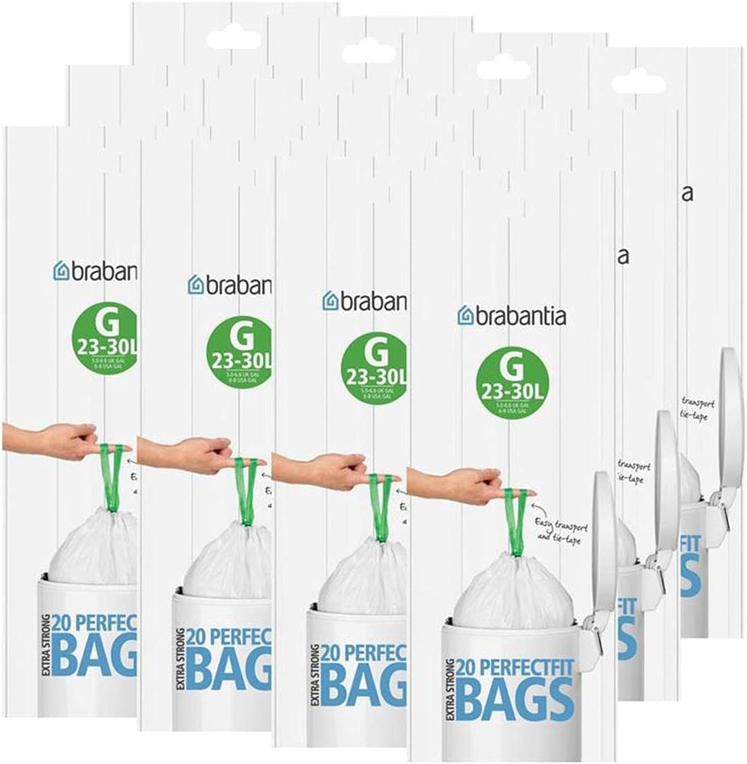 Brabantia Abfallbeutel / Müllbeutel / Mülltüte, Codierung G, 30 l, 12 Rollen á 20 Tüten, zusammen 24