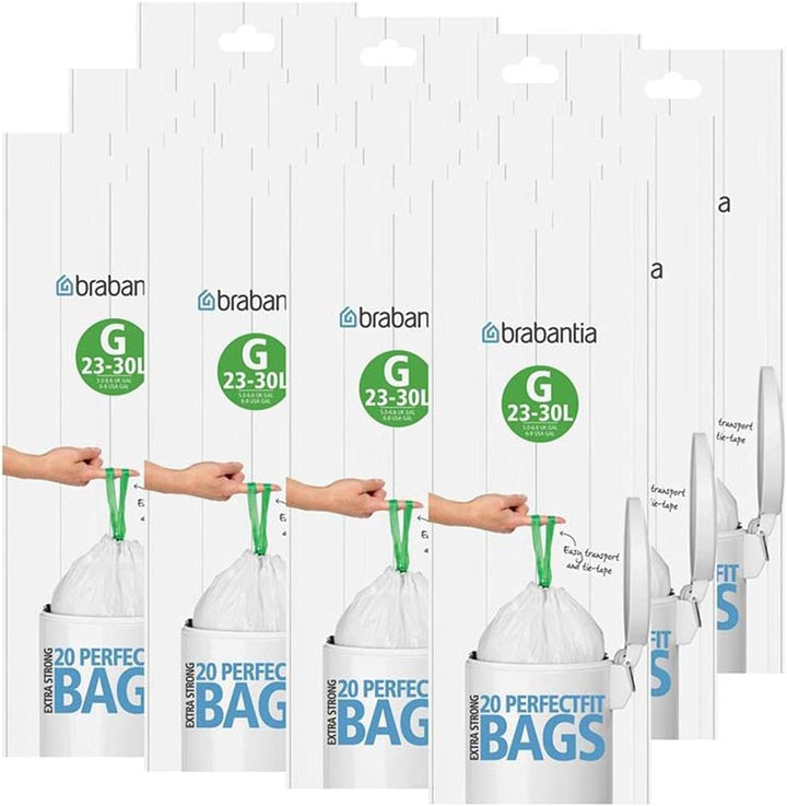 Brabantia Abfallbeutel / Müllbeutel / Mülltüte, Codierung G, 30 l, 12 Rollen á 20 Tüten, zusammen 24