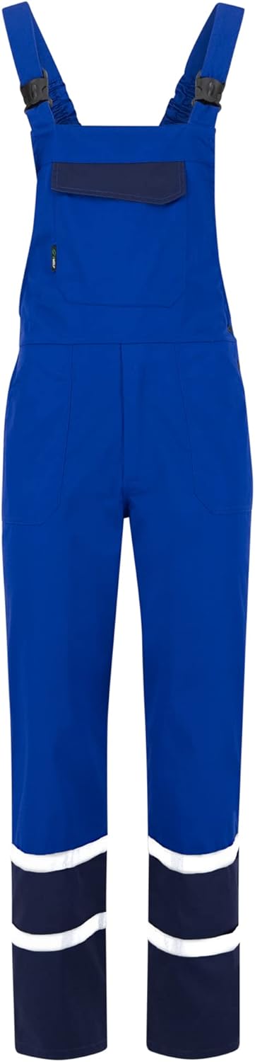 BWOLF Char Latzhose Herren Arbeitshose Schutz-Latzhose Herren mit Reflektierenden Elementen - Blau/G