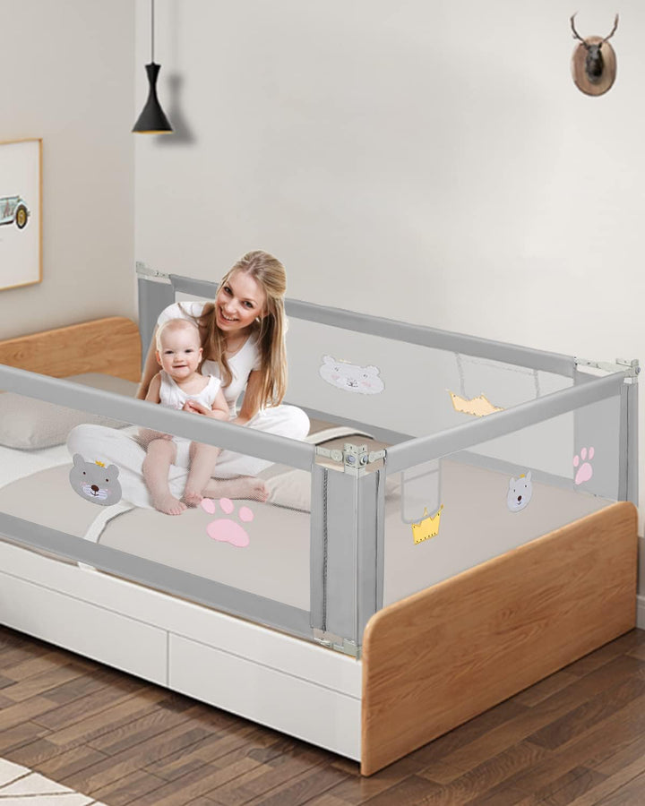 Vigevee 180 cm Kinder bettgitter, Bettschutzgitter Höhenverstellbar, Rausfallschutz Bett für Kinder,