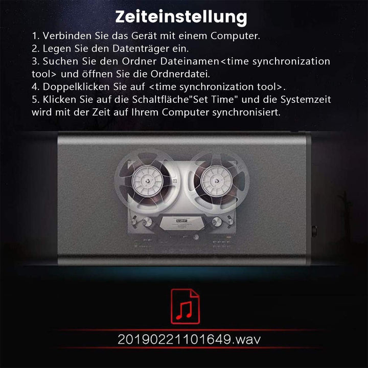 Mini Digitales Diktiergerät |16GB Audio Aufnahmegerät mit Stimmenaktivierung |192Stunden | One-Touch