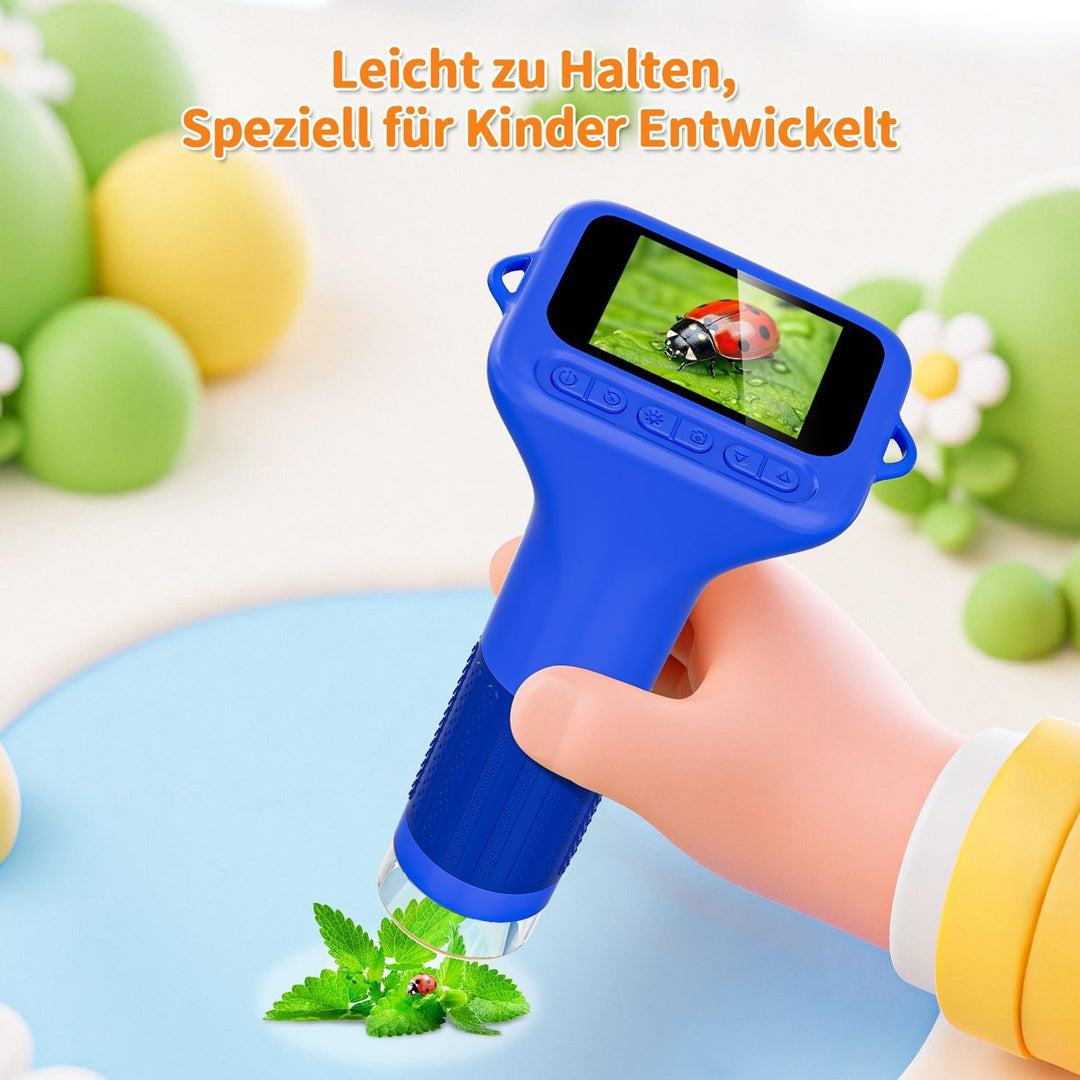 Digitales Mikroskop für Kinder, SKYBASIC 1000x Zoom Mini-Mikroskopkamera für Kinder mit 2.0 Zoll Bil