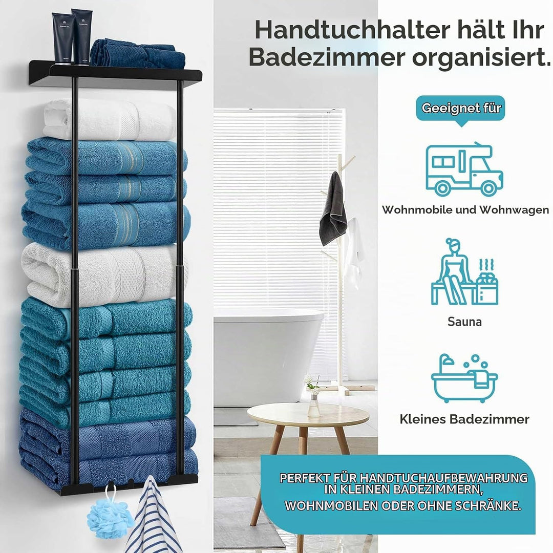 Handtuchhalter ohne Bohren – Stabile Handtuch Aufbewahrung fürs Badezimmer | Handtuchhalter mit Hake