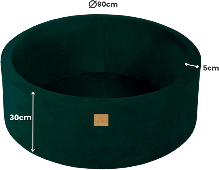 MEOWBABY Bällebad Baby - Rund 90x30cm Ballgruben für Kinder ohne Bälle, Samt, Dunkelgrün 90x30cm Dun