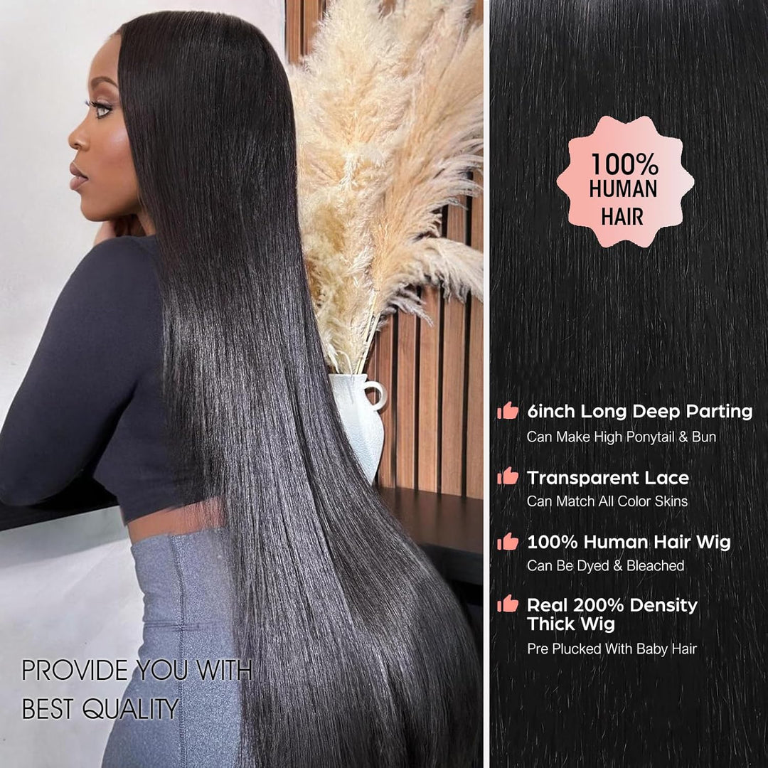 Tunfine 13x6 Lace Front Wigs Human Hair Straight Perücken Echthaar Damen 100% Brasilianer Human Hair