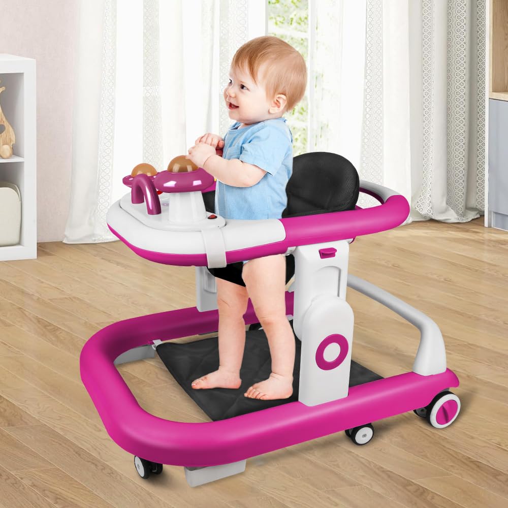 Lauflernhilfe für Babys, Jungen, Mädchen, mitwachsend, faltbar, 6 Räder, sturzsicher, 3 einstellbare