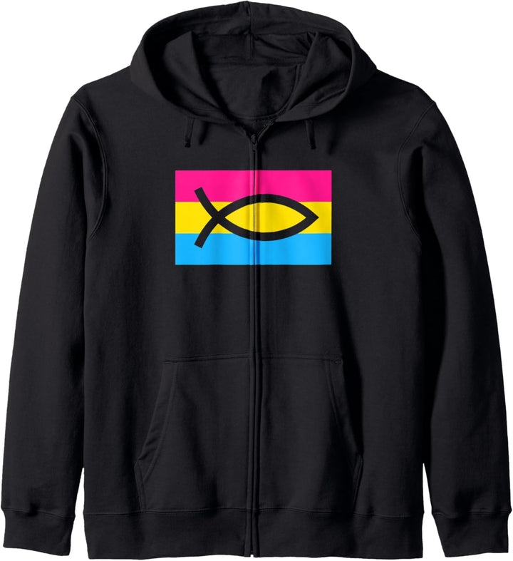 Christian Ally Jesus Fish Pansexual Pride Flag Aesthetic Kapuzenjacke
