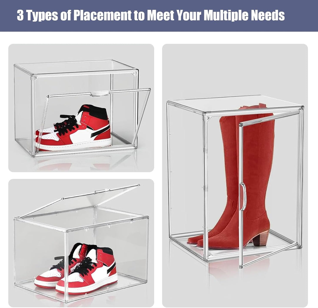 Schuhboxen Stapelbar Transparent 40x25x30 cm Acrylbox mit Magnetisch Tür Handtaschen Aufbewahrung Mu