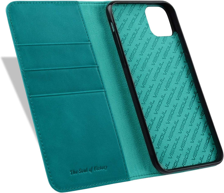 VISOUL iPhone 11 Pro Hülle,Stossfeste Handyhülle [Rindsleder][Auto Sleep/Wake] TPU Schutzhülle [Kart